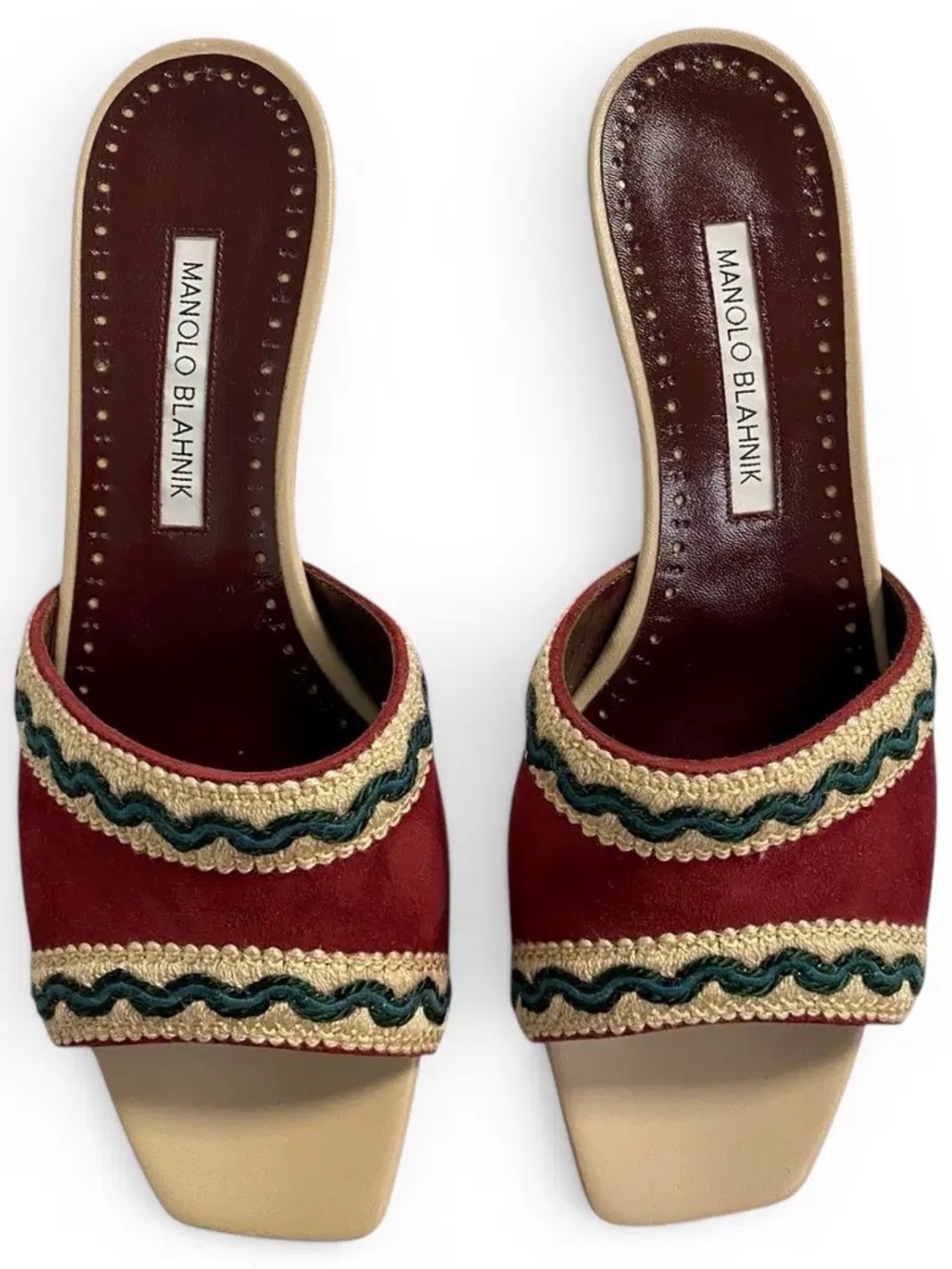 Manolo Blahnik Marebis Embroidered Mules Shoes 39.5